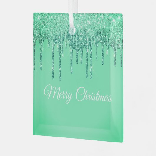 Kerst Glitter Drip Vrolijk Kerstglas Ornam Glas Ornament (Voorkant links)