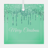 Kerst Glitter Drip Vrolijk Kerstglas Ornam Glas Ornament (Voorkant)