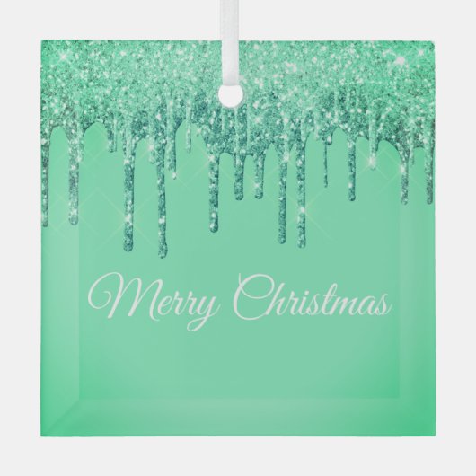 Kerst Glitter Drip Vrolijk Kerstglas Ornam Glas Ornament (Voorkant)