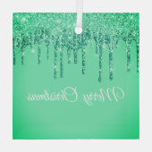 Kerst Glitter Drip Vrolijk Kerstglas Ornam Glas Ornament (Achterkant)