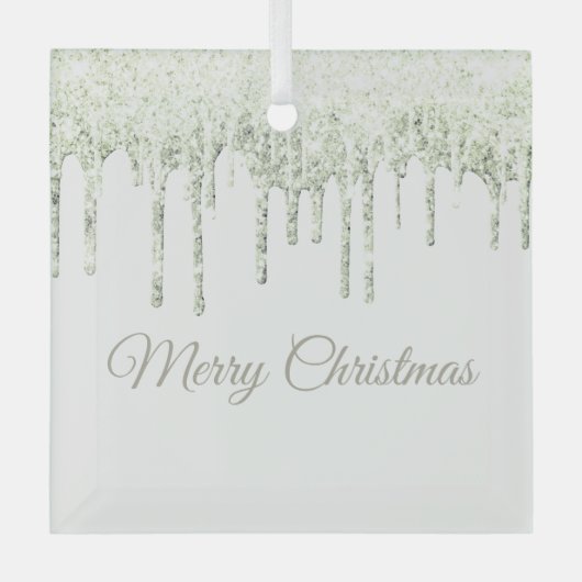 Kerst Glitter Drip Vrolijk Kerstglas Ornam Glas Ornament (Voorkant)