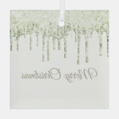 Kerst Glitter Drip Vrolijk Kerstglas Ornam Glas Ornament (Achterkant)