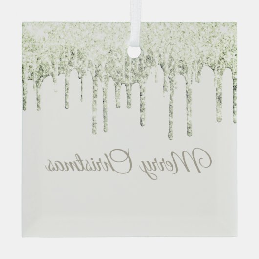 Kerst Glitter Drip Vrolijk Kerstglas Ornam Glas Ornament (Achterkant)