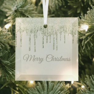 Kerst Glitter Drip Vrolijk Kerstglas Ornam Glas Ornament
