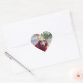 Kerst glitter foto hart sticker (Envelop)