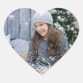 Kerst glitter foto hart sticker