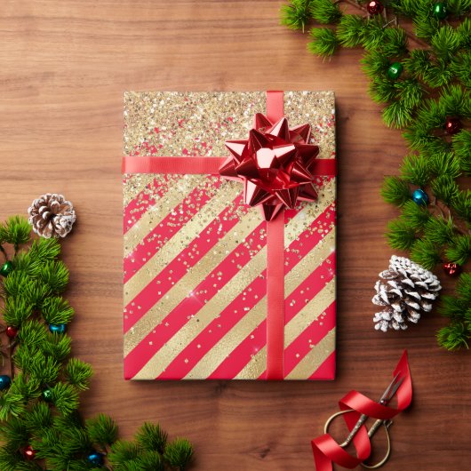 Kerst Glitter Glans Cadeaupapier (Feestdagen Geschenken)