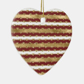 Kerst Glitter Gouden Rode Harten Stripes Keramisch Ornament (Rechts)