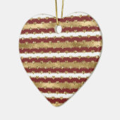 Kerst Glitter Gouden Rode Harten Stripes Keramisch Ornament (Links)