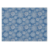 Kerst-Glitter-Ice-fietsen en Snowflakes-blauw Tafelkleed (Voorkant (Horizontaal))