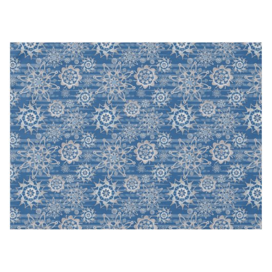 Kerst-Glitter-Ice-fietsen en Snowflakes-blauw Tafelkleed (Voorkant (Horizontaal))