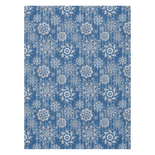 Kerst-Glitter-Ice-fietsen en Snowflakes-blauw Tafelkleed (Voorkant)
