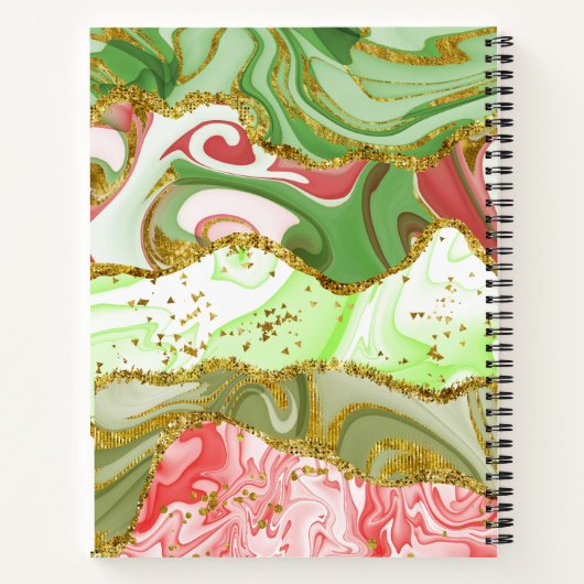 Kerst glitter kerst marmer pastel notitieboek (Achterkant)