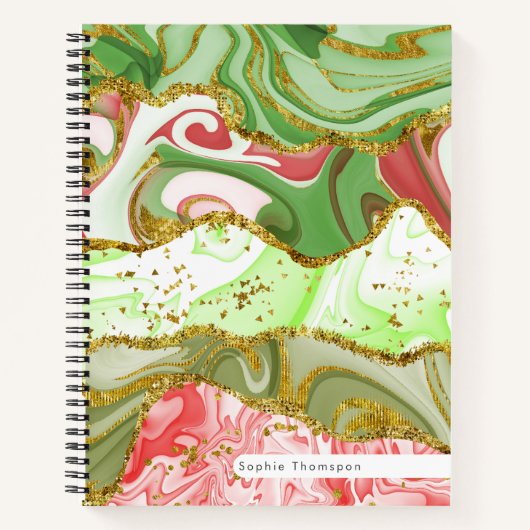 Kerst glitter kerst marmer pastel notitieboek (Voorkant)