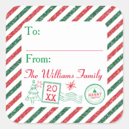Kerst Glitter Luchtpost Postzegel Cadeau Labels