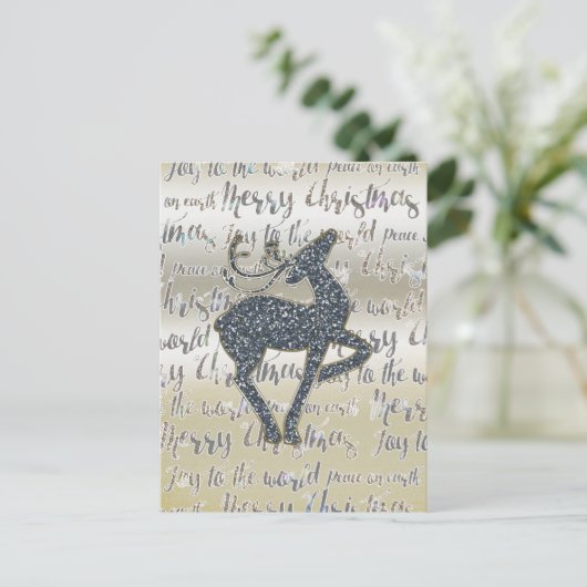 Kerst Glitter REINDEER Holiday Post Kaart (Staand voorkant)