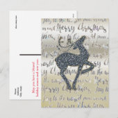 Kerst Glitter REINDEER Holiday Post Kaart (Voorkant / Achterkant)