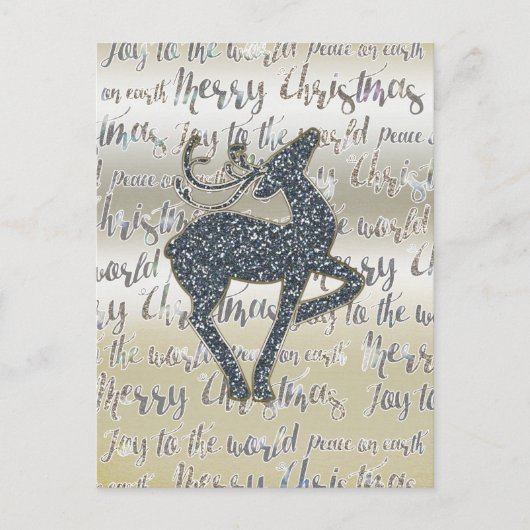 Kerst Glitter REINDEER Holiday Post Kaart (Voorkant)