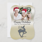 Kerst Glitter RENDIER Foto Kerstkaart (Achterkant)