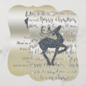 Kerst Glitter RENDIER Kerst Uitnodiging (Voorkant / Achterkant)