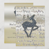 Kerst glitter RENHERTEN Kerst uitnodiging (Voorkant / Achterkant)
