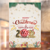 Kerst glitter rood venster cling raamsticker (Vel 2)