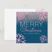 Kerst Glitter Roze Sneeuwvlokken (Voorkant / Achterkant)