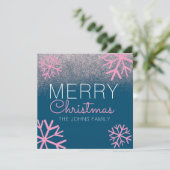 Kerst Glitter Roze Sneeuwvlokken (Staand voorkant)