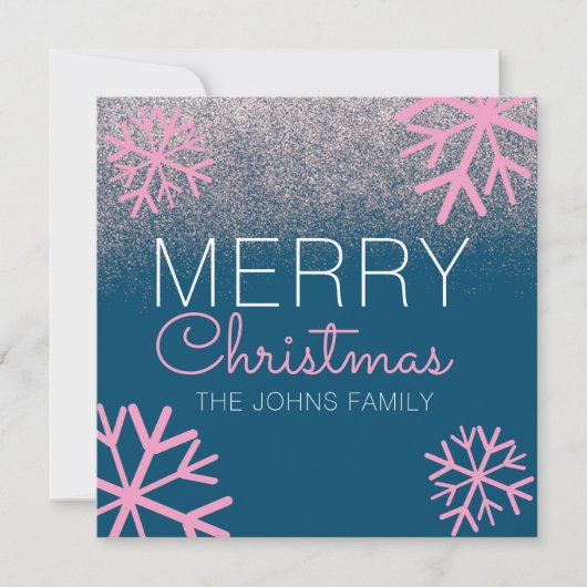 Kerst Glitter Roze Sneeuwvlokken (Voorkant)