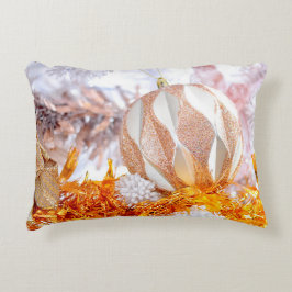 Kerst Glitter Roze & Witte Bal Accent Kussen