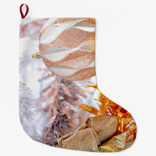 Kerst Glitter Roze & Witte Bal Grote Kerstsok