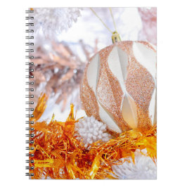 Kerst Glitter Roze & Witte Bal Notitieboek