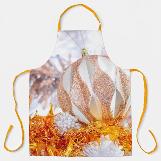 Kerst Glitter Roze & Witte Bal Schort (Voorkant)