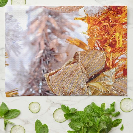 Kerst Glitter Roze & Witte Bal Theedoek (Gevouwen)