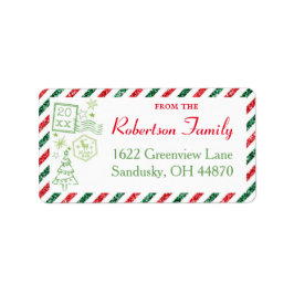 Kerst Glitter Vintage Luchtpost Verzendingsetiket Etiket