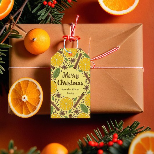 Kerst glühwein kruidig helder geel cadeaulabel