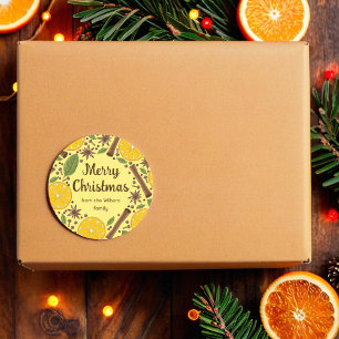 Kerst glühwein kruidig helder geel ronde sticker