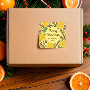 Kerst glühwein kruidig helder geel vierkante sticker