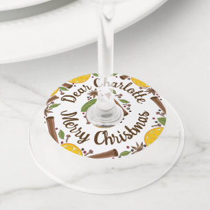 Kerst glühwein kruidig wit Persoonsnaam Wijnglaslabel