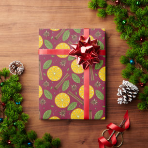 Kerst glühwein kruidige bordeaux cadeaupapier