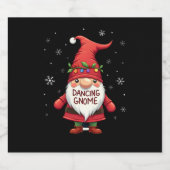 Kerst Gnome Dancing Gnome Familie Kerst (1) Sparkling Wijnetiket (Enkel label)