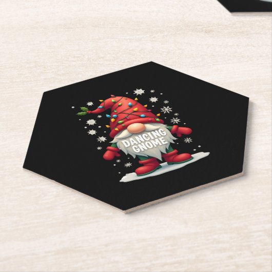 Kerst Gnome Dancing Gnome Familie Kerst (3) Kartonnen Onderzetters (Schuin)