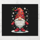 Kerst Gnome Dancing Gnome Familie Kerst (3) Sparkling Wijnetiket (Enkel label)