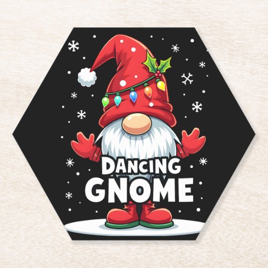 Kerst Gnome Dancing Gnome Familie Kerst (7) Kartonnen Onderzetters (Voorkant)