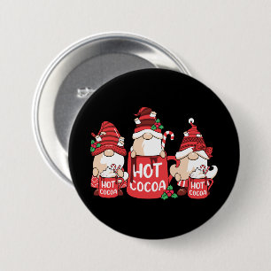 Kerst Gnome en Hot Cacao Ronde Button 7,6 Cm