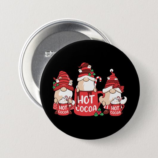 Kerst Gnome en Hot Cacao Ronde Button 7,6 Cm (Voorkant /achterkant)