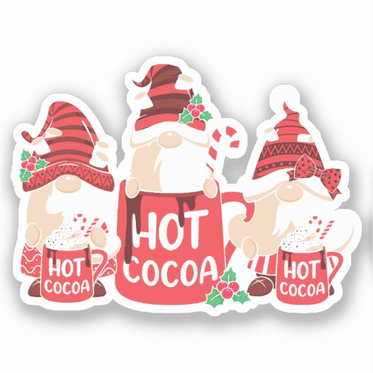 Kerst Gnome en Hot Cacao Sticker (Voorkant)