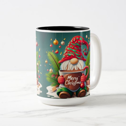 Kerst Gnome Enorme Hot Chocolade Koffie Mok (Voorkant rechts)