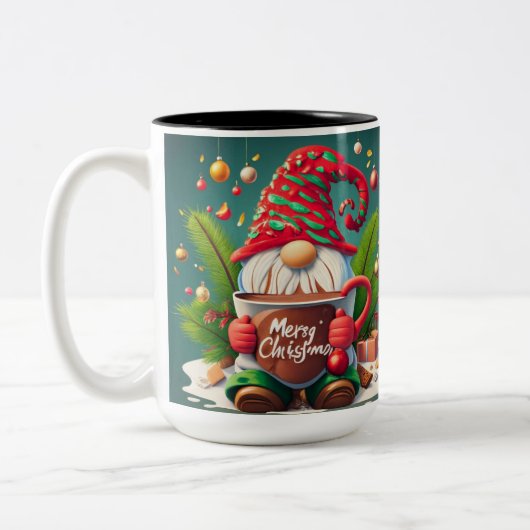 Kerst Gnome Enorme Hot Chocolade Koffie Mok (Links)