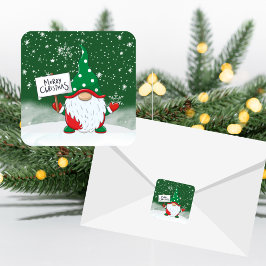 Kerst Gnome Envelope Seal Vierkante Sticker